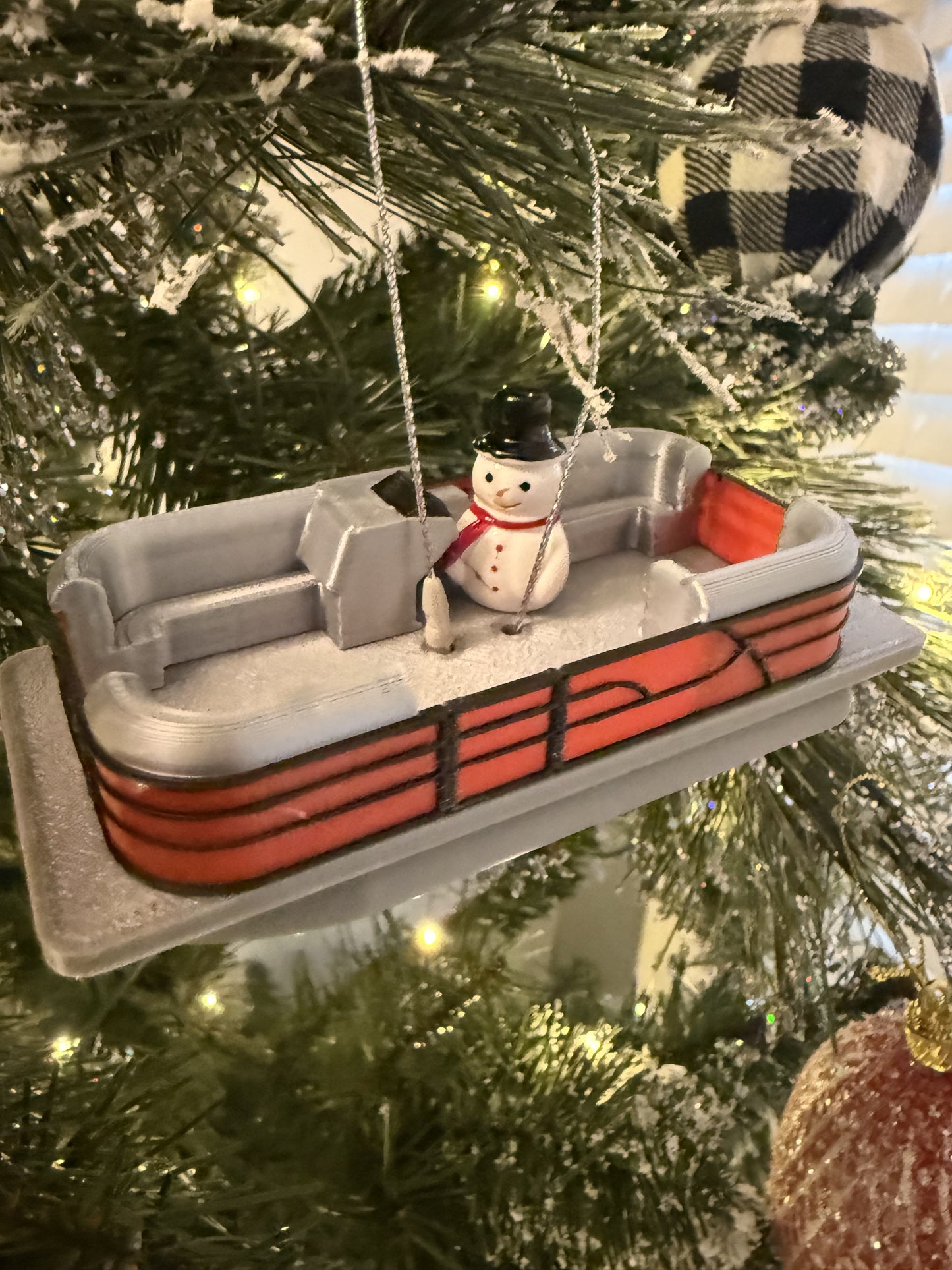 Pontoon Boat Christmas Ornament