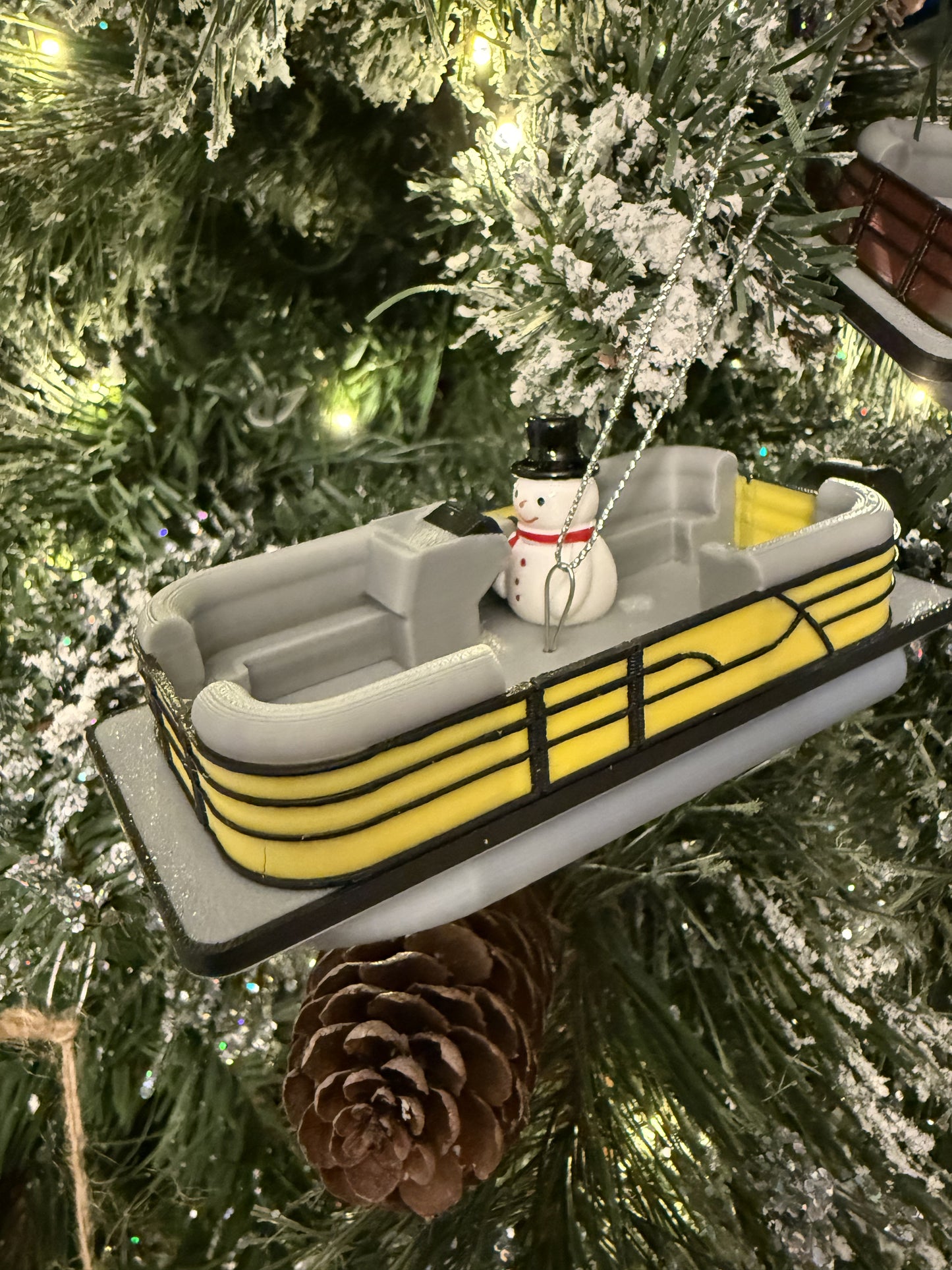 Pontoon Boat Christmas Ornament