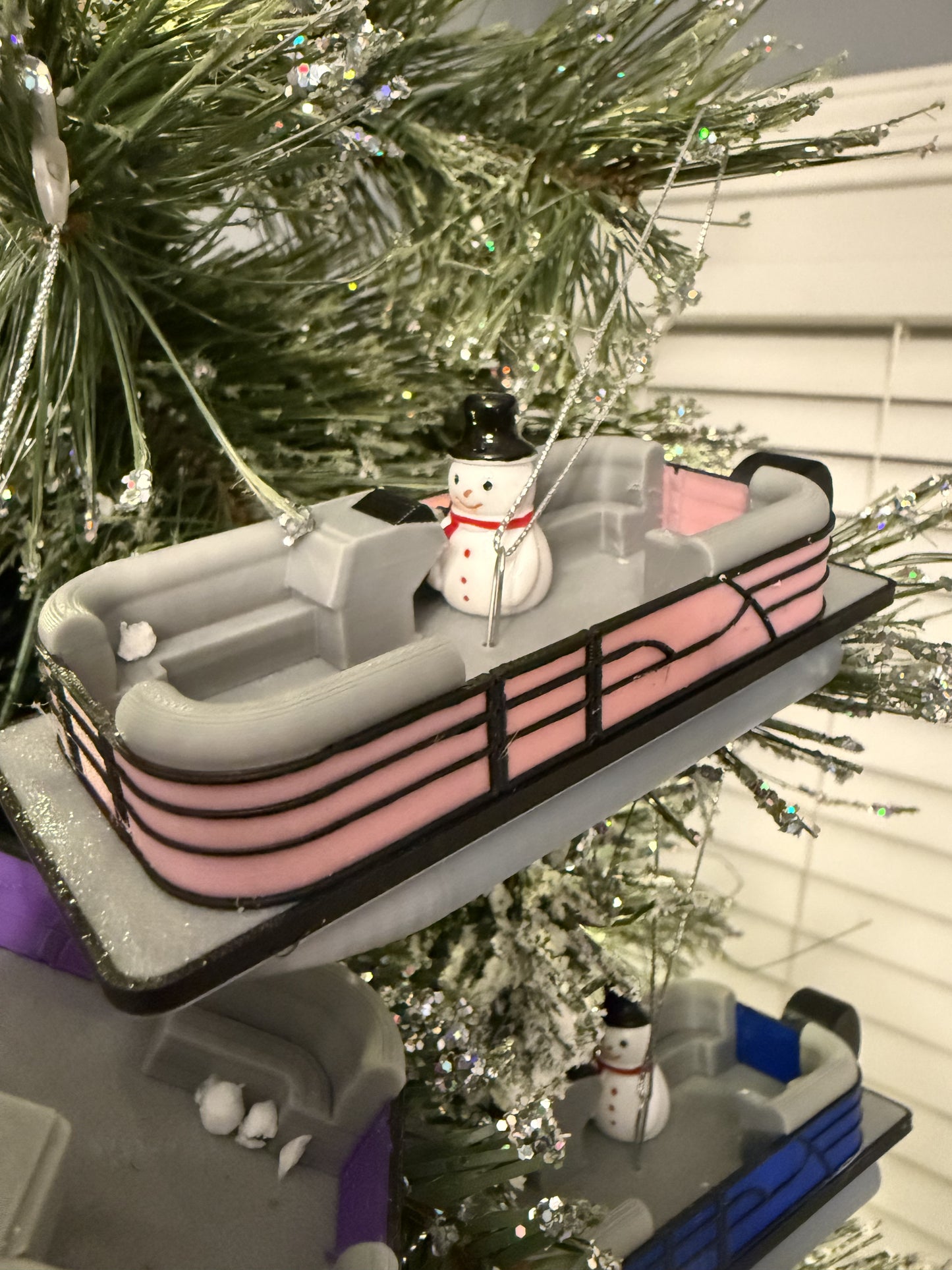 Pontoon Boat Christmas Ornament