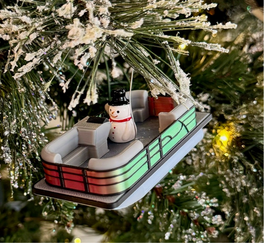 Pontoon Boat Christmas Ornament